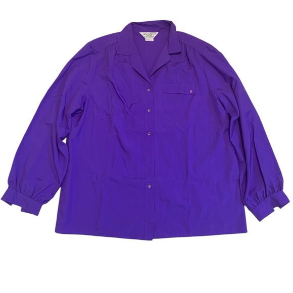 VTG Ship 'n Shore Silken Wonder Purple Blouse Top Size 38 Poly Long Sleeve Retro - Picture 1 of 6